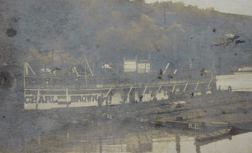 Vintage steamboat tow boat - vintage,